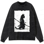 Japanese Samurai Cat Long Sleeve T-Shirt