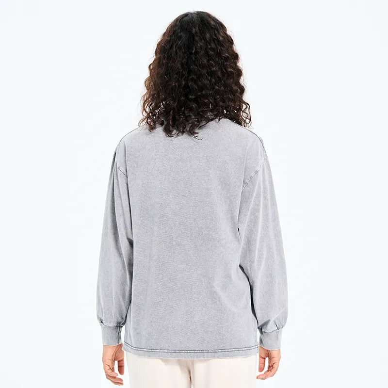 Kyoto-Lion Vinyl Records And Waves Washed Long Sleeve T-Shirt
