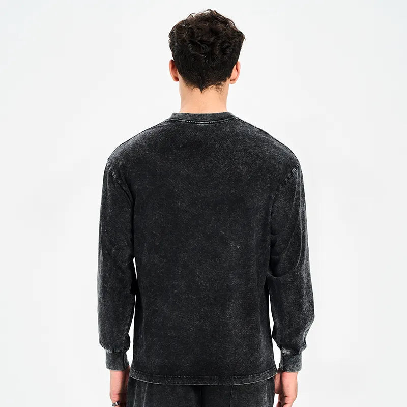 Kyoto-Lion Vinyl Records And Waves Washed Long Sleeve T-Shirt