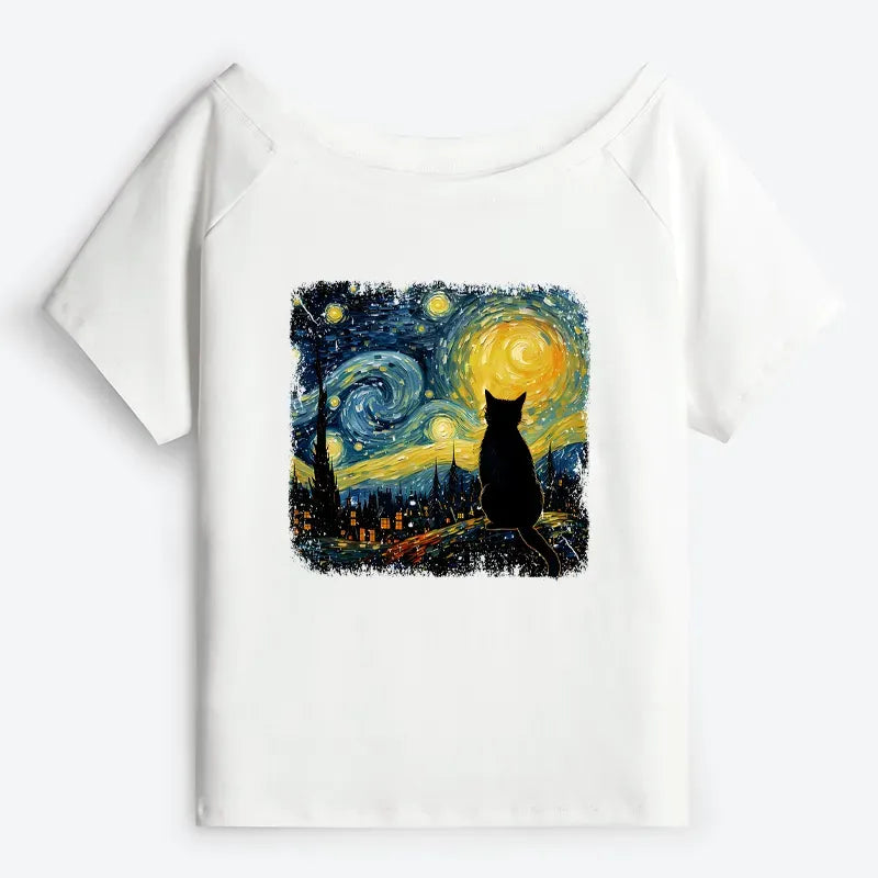 Trendy Japanese Cat Tee for Summer
