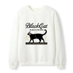 Kyoto-Lion Black Cat Japan Waffle Sweatshirt