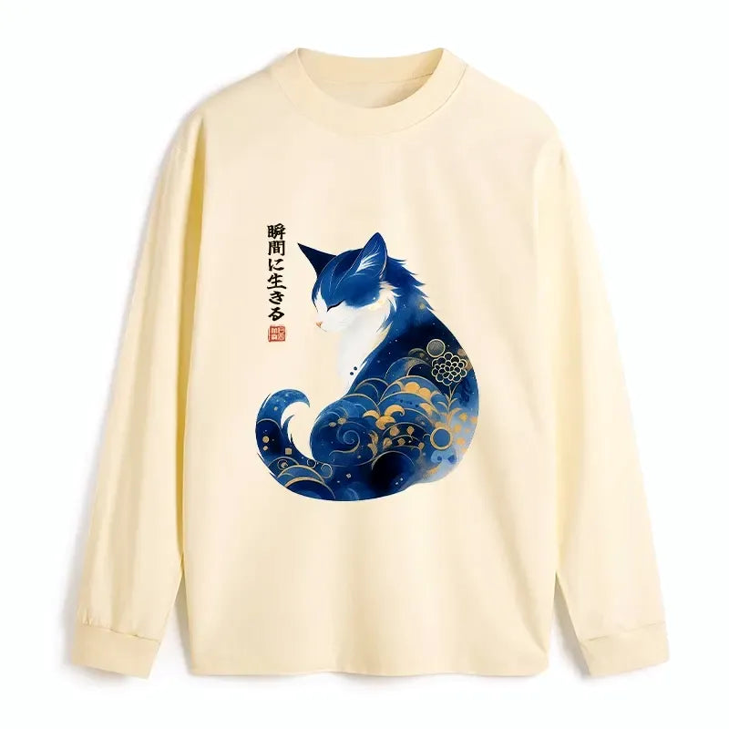Retro Zen Cat Long Sleeve T-Shirt