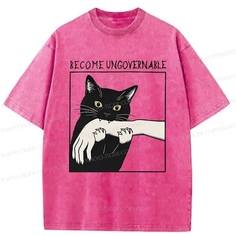 Washed cotton cat tee streetwear style
