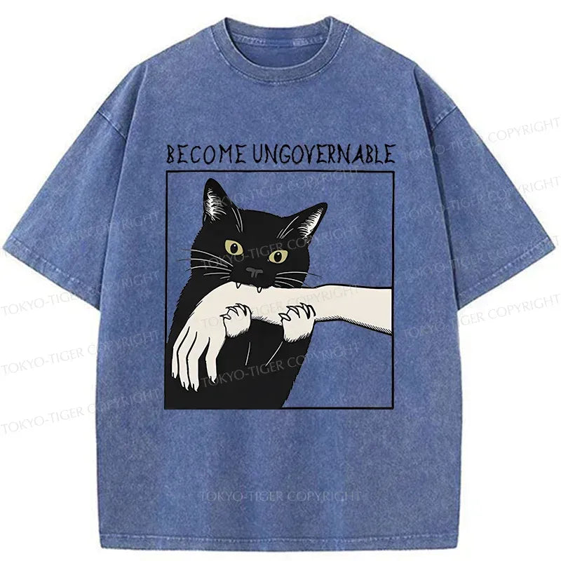 Washed cotton cat tee streetwear style