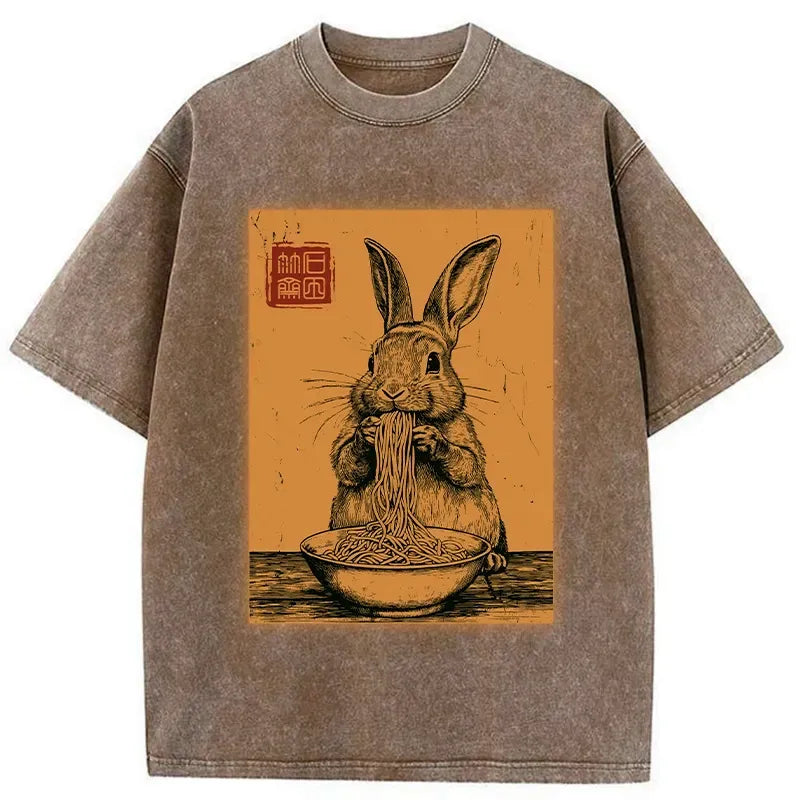 Kyoto-Lion Ramen Lover Rabbit Washed T-Shirt