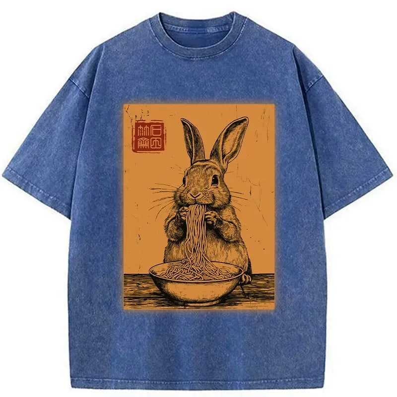 Kyoto-Lion Ramen Lover Rabbit Washed T-Shirt