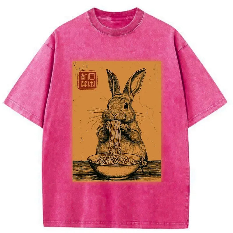 Kyoto-Lion Ramen Lover Rabbit Washed T-Shirt