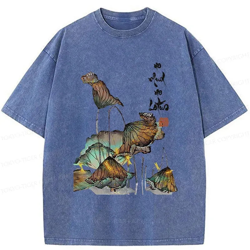 Japanese Zen Washed T-Shirt for Daily Wear
