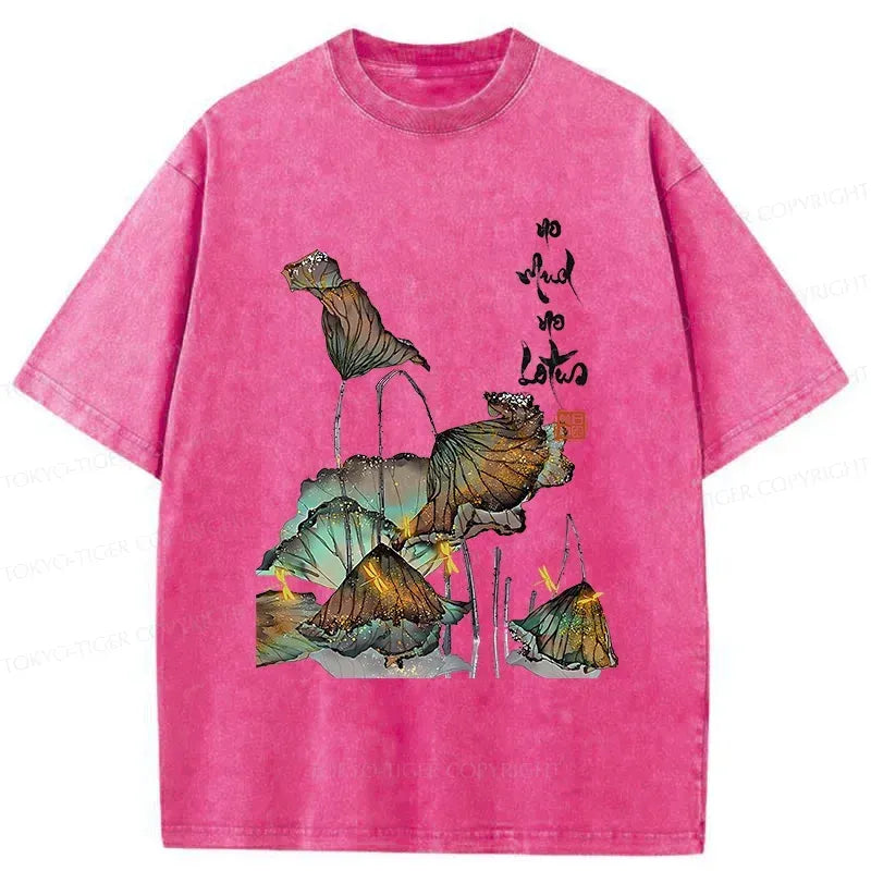 Japanese Zen Washed T-Shirt for Daily Wear