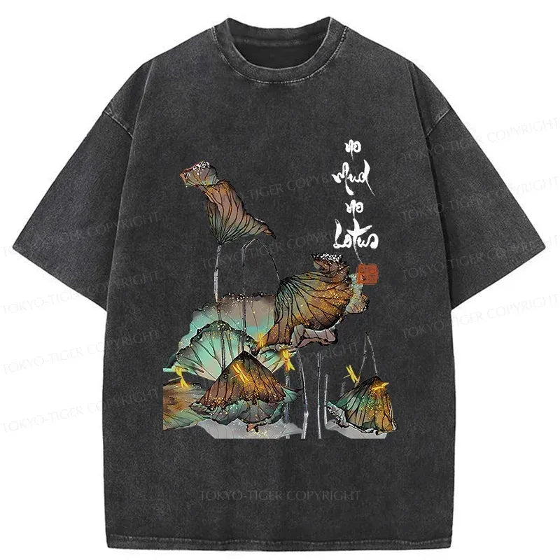 Japanese Zen Washed T-Shirt for Daily Wear