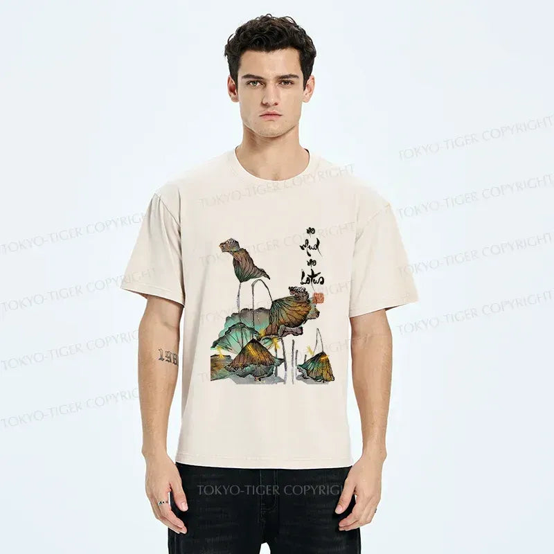 Kyoto-Lion Zen Sayings No Mud No Lotus Washed T-Shirt