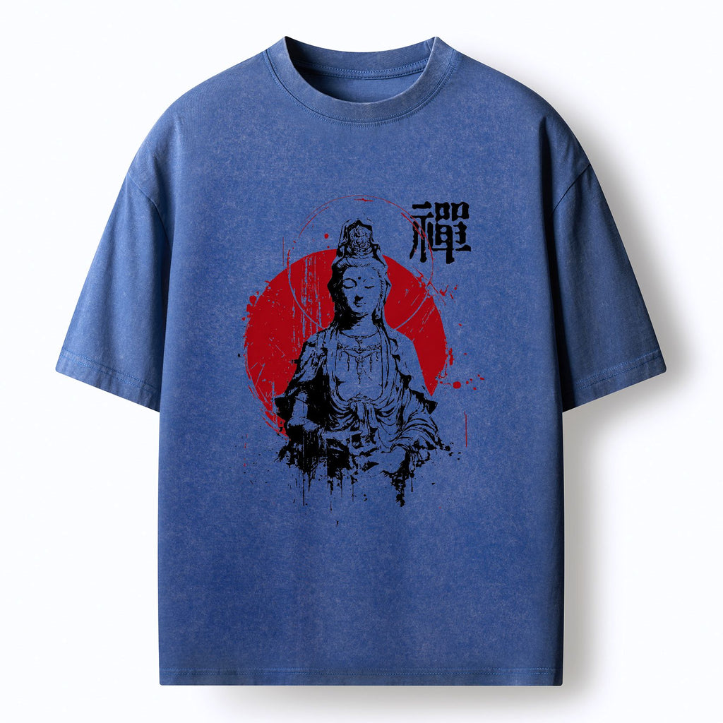 Kyoto-Lion Zen Guanyin Washed T-Shirt