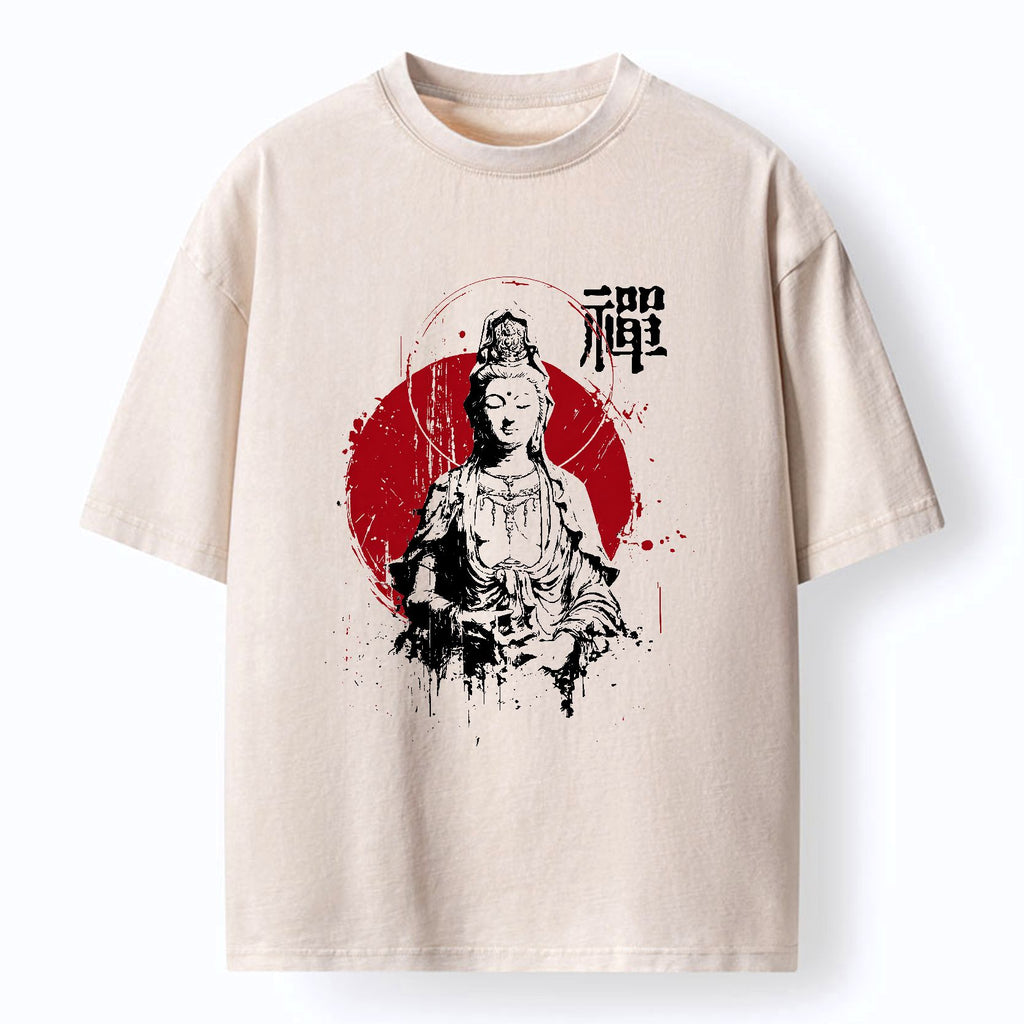 Kyoto-Lion Zen Guanyin Washed T-Shirt
