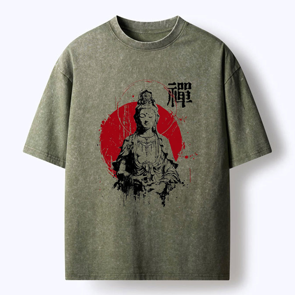 Kyoto-Lion Zen Guanyin Washed T-Shirt