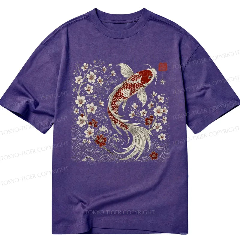 Kyoto-Lion Vintage Sakura And Koi Classic T-Shirt