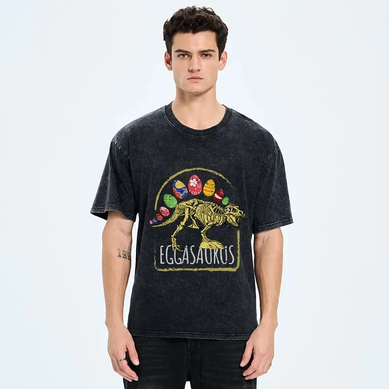 Kyoto-Lion Funny Eggasaurus Washed T-Shirt