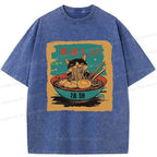 Japanese Vintage Kitten Ramen T-Shirt for Daily Wear