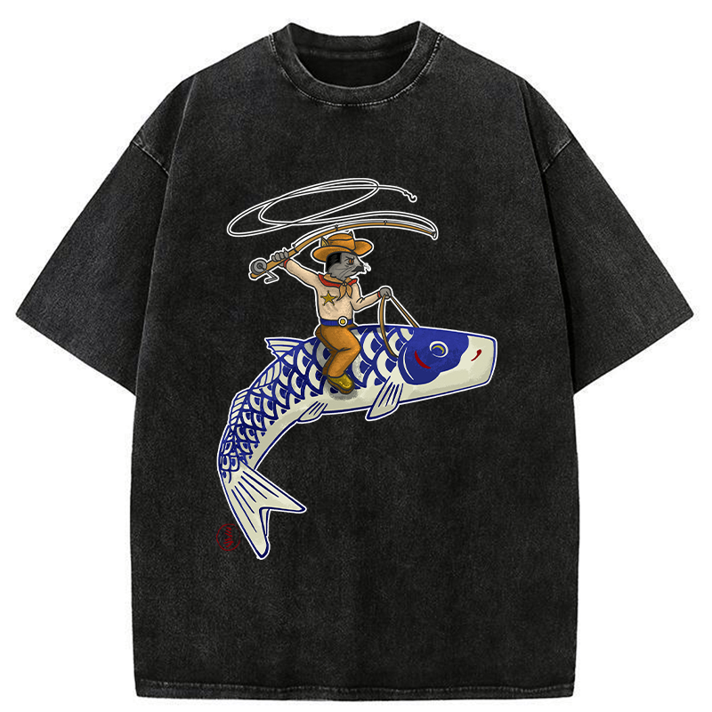 Japanese vintage cowboy mouse washed t-shirt