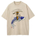Kyoto-Lion Cowboy Mouse Ride Fish Washed T-Shirt