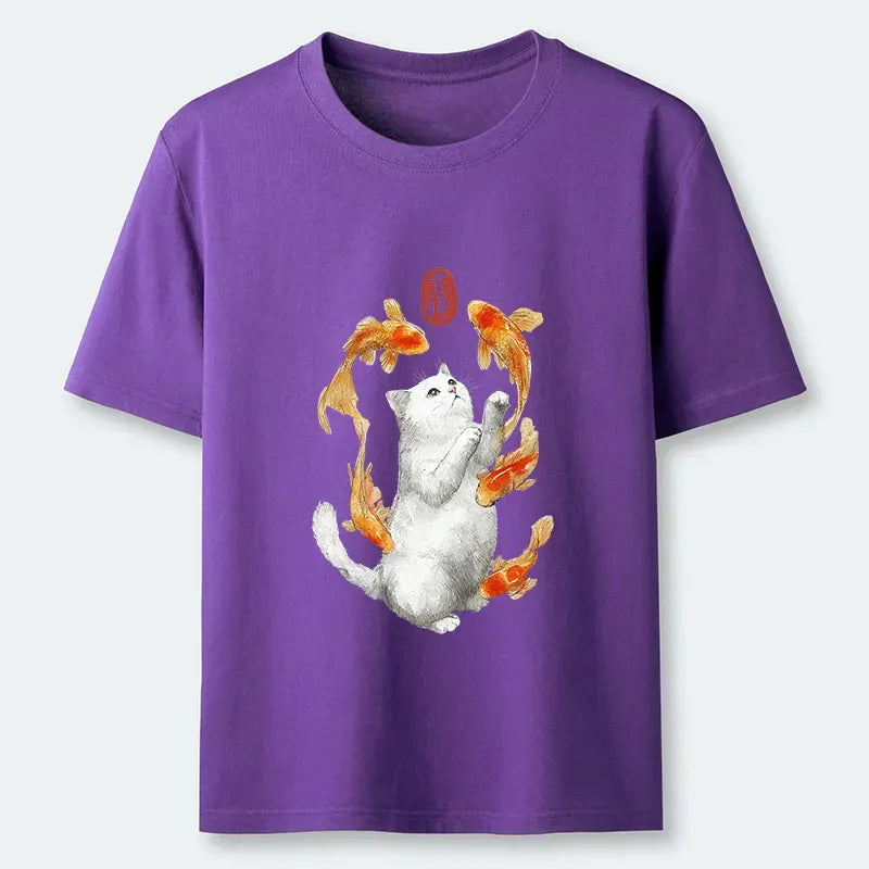 Kyoto-Lion Zen Cat And The Dancing Fish Classic T-Shirt