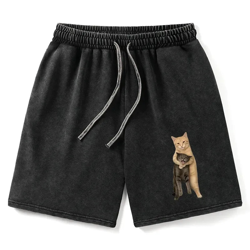 Kyoto-Lion Orange Cat¡¯s Tight Embrace Washed Shorts