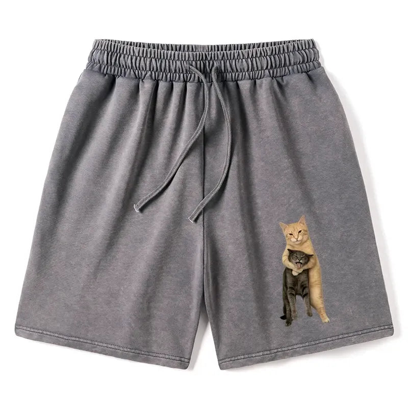 Kyoto-Lion Orange Cat¡¯s Tight Embrace Washed Shorts