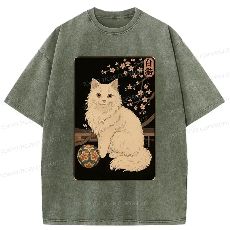 Washed Cat Tee for Daily Wear