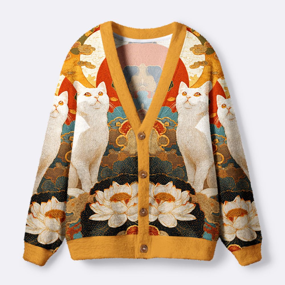 Kyoto-Lion White Guardians Of The Vermilion Sun Ugly Cardigan Sweater