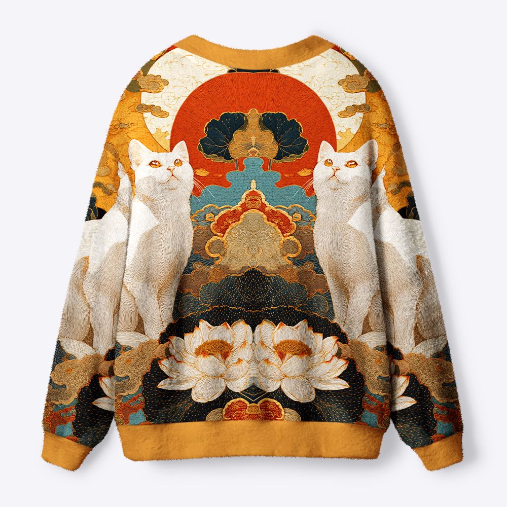 Kyoto-Lion White Guardians Of The Vermilion Sun Ugly Cardigan Sweater