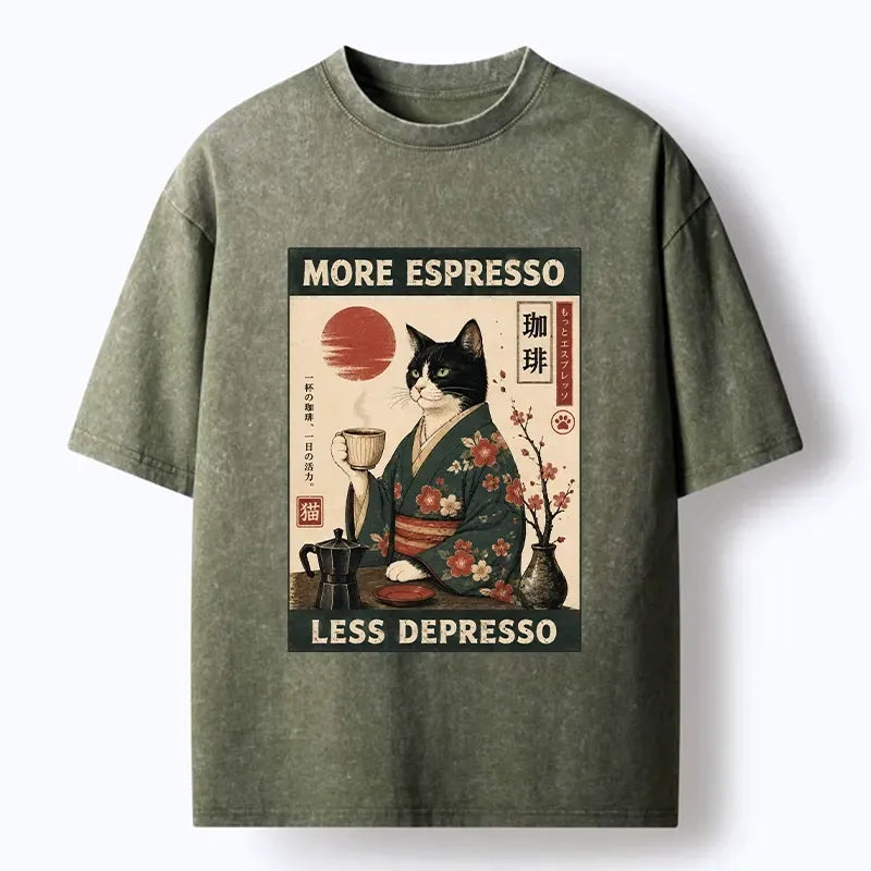Funny Kimono Cat Washed T-Shirt