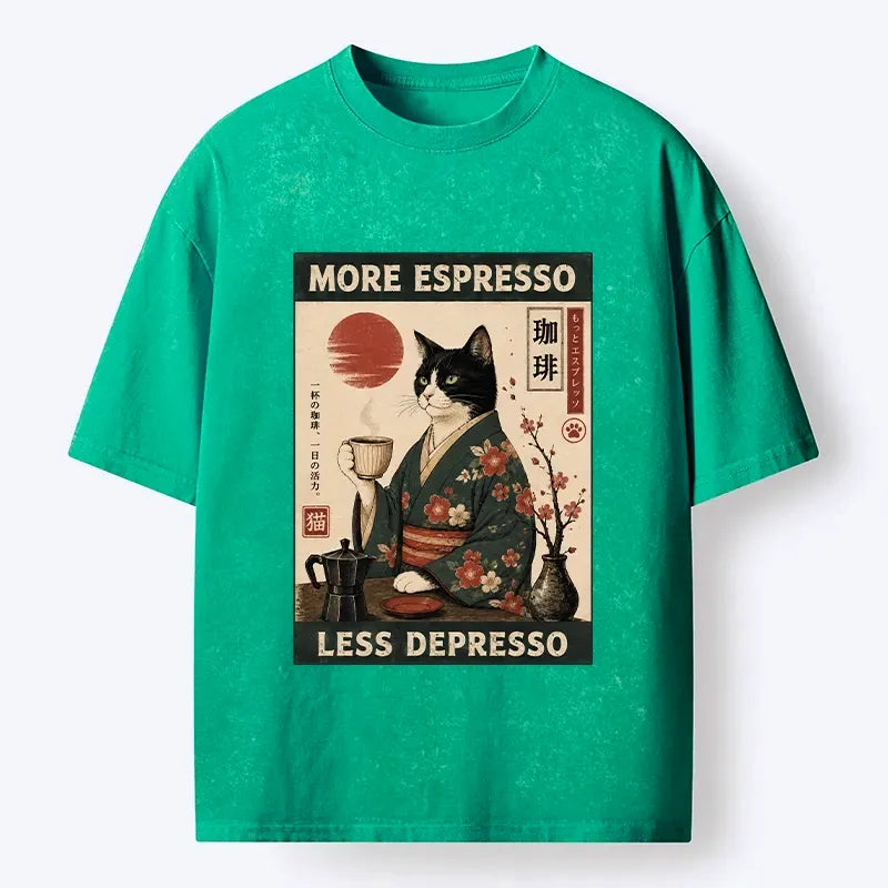 Funny Kimono Cat Washed T-Shirt
