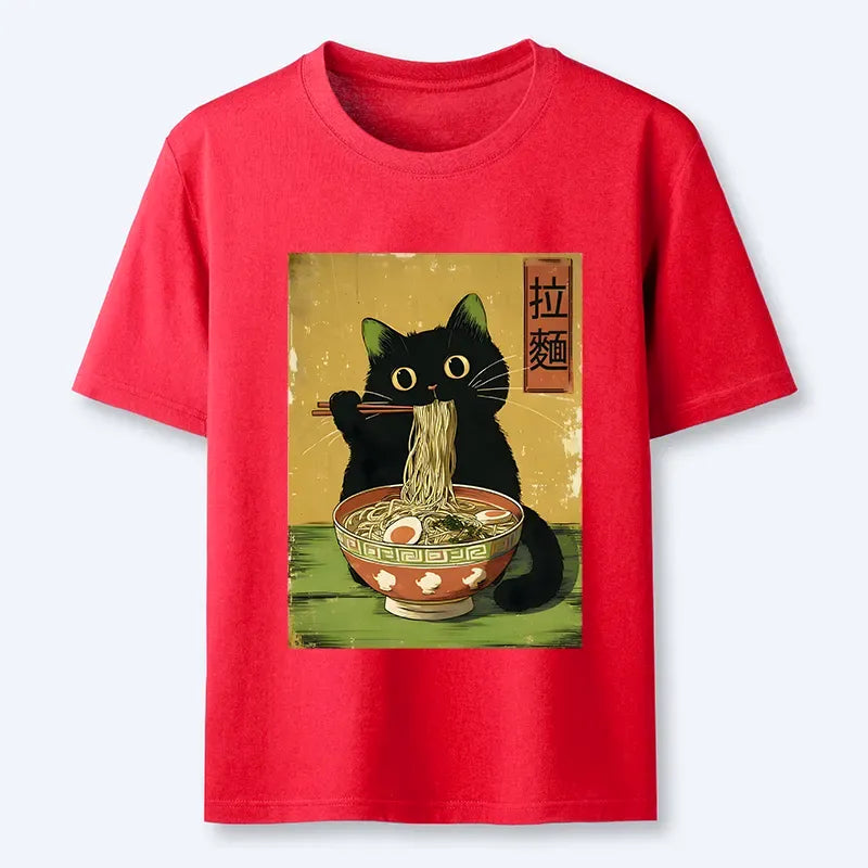 Classic Cat Eating Ramen Unisex Tee on Sale