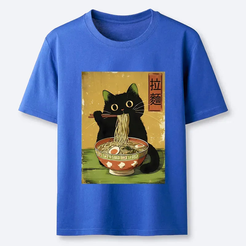 Kyoto-Lion Vintage Japanese Cat Eating Ramen Classic T-Shirt