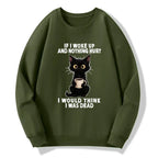 Kyoto-Lion Funny Cute Black Cat And Coffee Meme Classic Sweatshirt