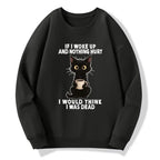 Kyoto-Lion Funny Cute Black Cat And Coffee Meme Classic Sweatshirt