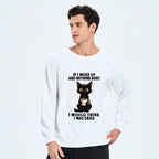 Kyoto-Lion Funny Cute Black Cat And Coffee Meme Classic Sweatshirt