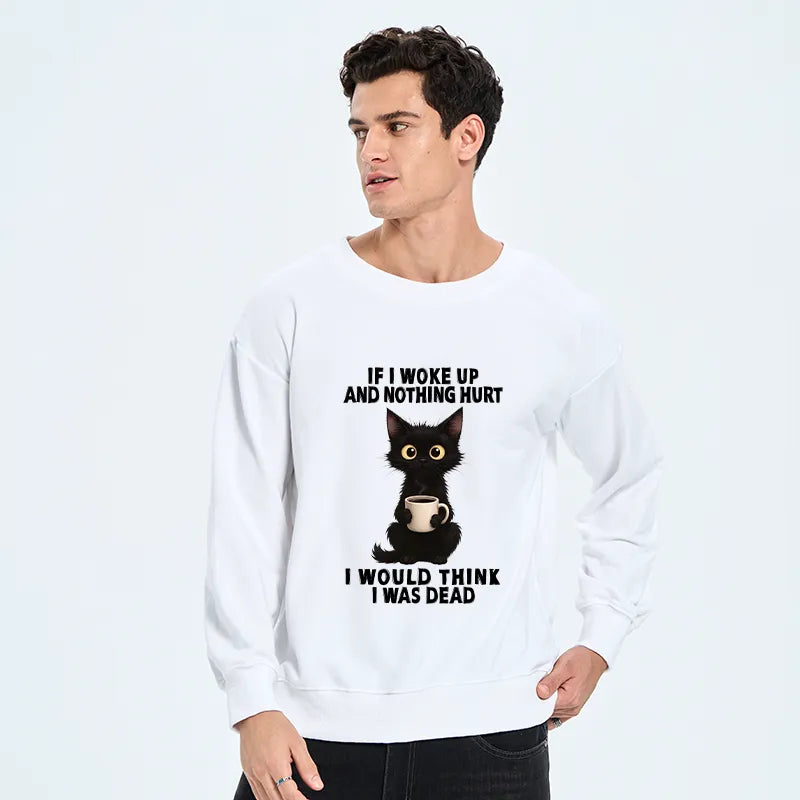 Kyoto-Lion Funny Cute Black Cat And Coffee Meme Classic Sweatshirt