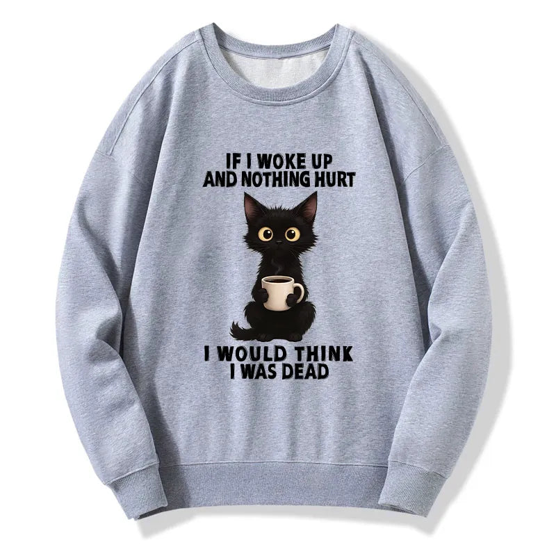 Kyoto-Lion Funny Cute Black Cat And Coffee Meme Classic Sweatshirt