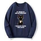 Kyoto-Lion Funny Cute Black Cat And Coffee Meme Classic Sweatshirt