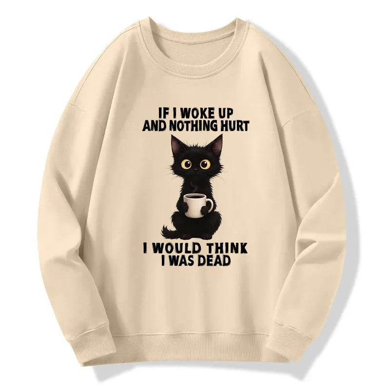 Kyoto-Lion Funny Cute Black Cat And Coffee Meme Classic Sweatshirt