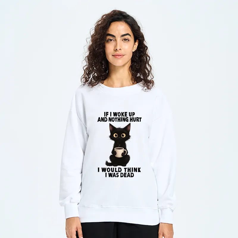 Kyoto-Lion Funny Cute Black Cat And Coffee Meme Classic Sweatshirt
