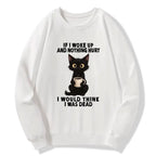 Kyoto-Lion Funny Cute Black Cat And Coffee Meme Classic Sweatshirt