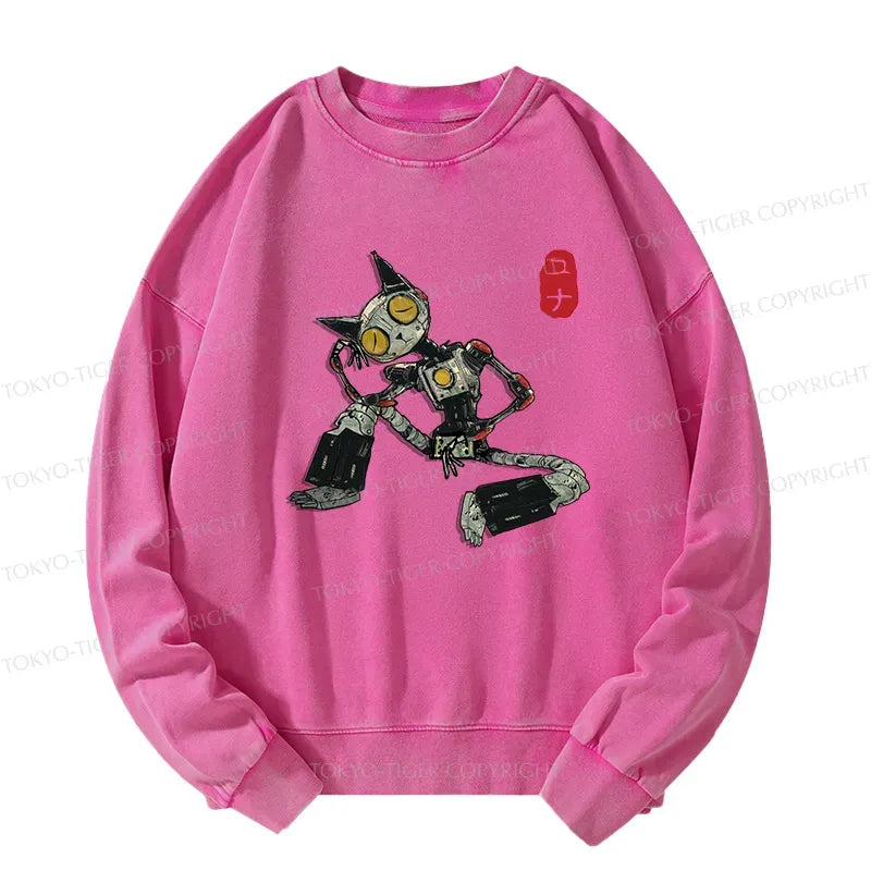 Japanese Robot Cat Sweatshirt for Streetwear
