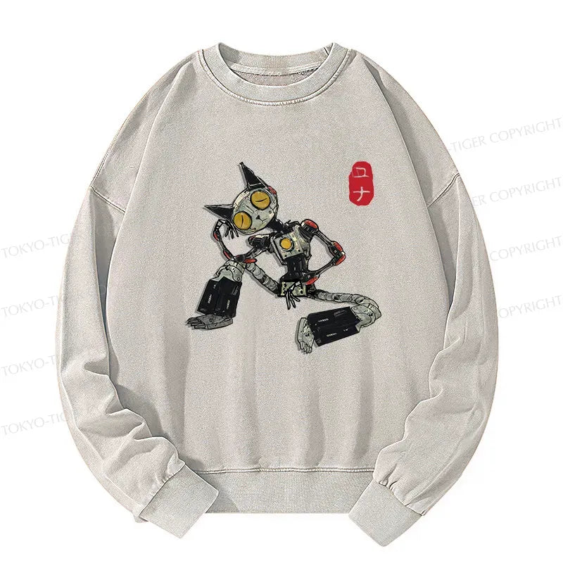 Japanese Robot Cat Sweatshirt for Streetwear