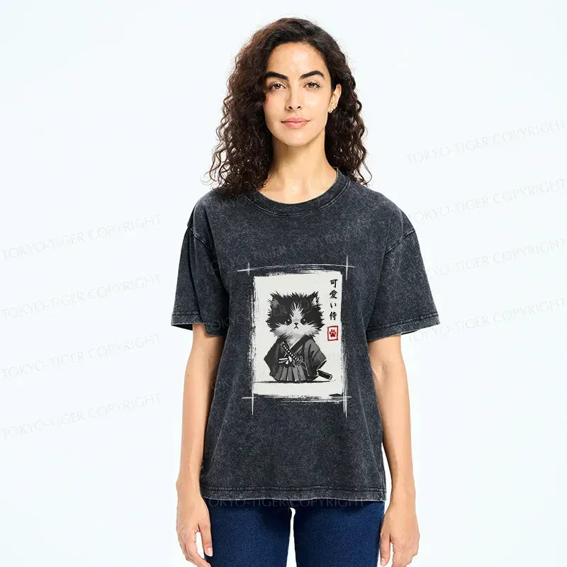 Vintage Samurai Cat T-Shirt Gift Idea