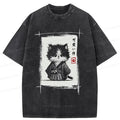 Kyoto-Lion Kitten Samurai Washed T-Shirt