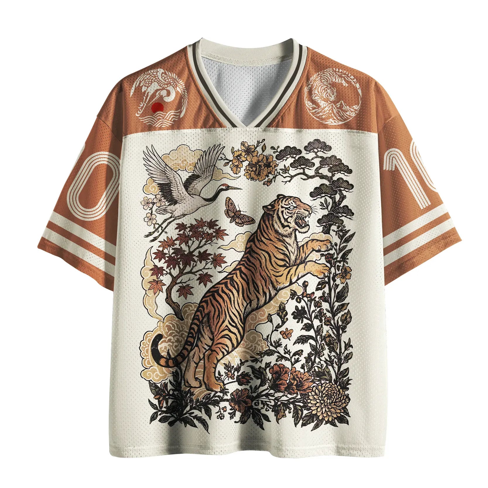 Kyoto-Lion Oriental Majesty: Tiger&Crane Mesh Jersey