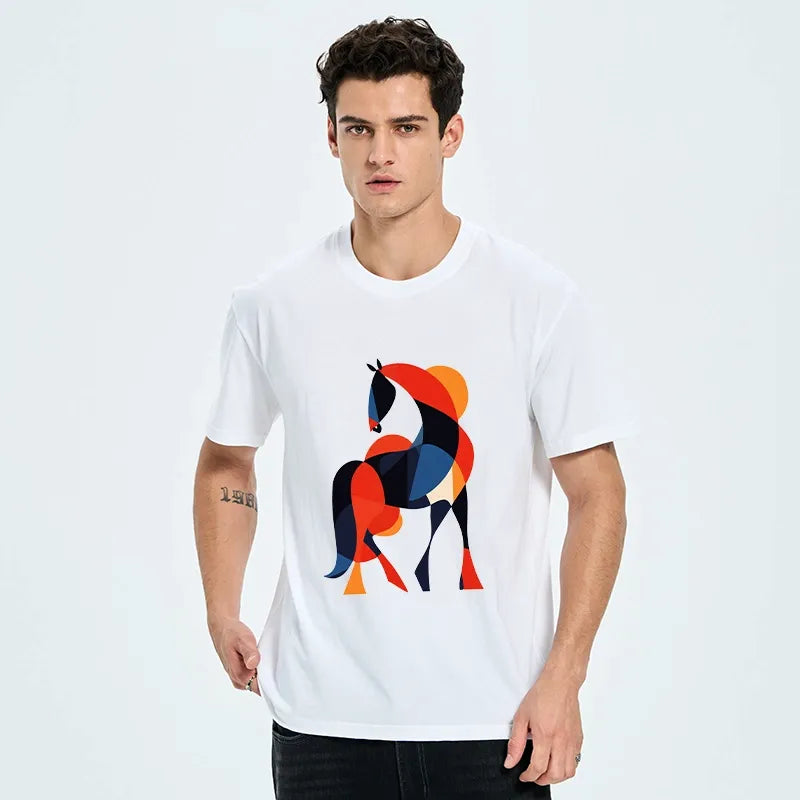 Kyoto-Lion Abstract Color Horse Classic T-Shirt