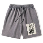 Japanese Samurai Cat Washed Shorts