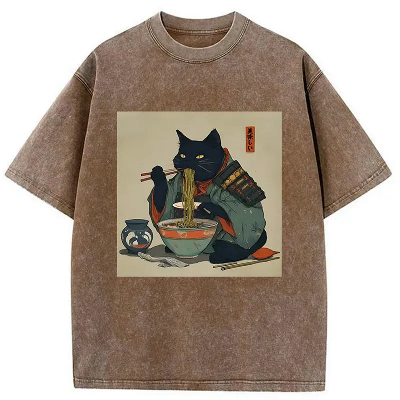 Ukiyo-e Ramen Cat Tee for Gift Idea